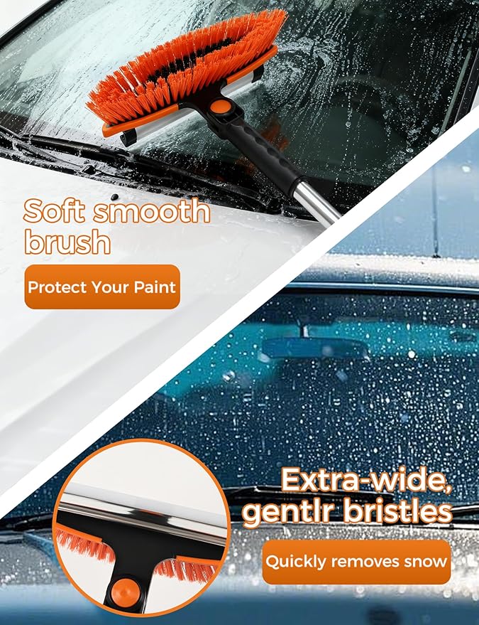 41" Extendable Ice Scrapers for Car Windshield 2-in-1 Snow Brush for Car Snow Scraper for Car Snow Scraper and Drush with Ergonomic Foam Grip for Cars, Trucks, SUVs with 360� Pivoting Brush Head