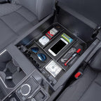 JDMCAR Center Console Organizer Compatible with 2022-2025 2026 Toyota Tundra Accessories and 2023-2026 toyota sequoia Armrest Secondary Storage Box ABS Material with Non-Slip Mats (Black Trim)