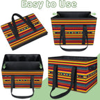 Reusable Grocery Bags Heavy Duty Shopping Bags Foldable Large Tote Bags with Long Handles & Hard Bottom