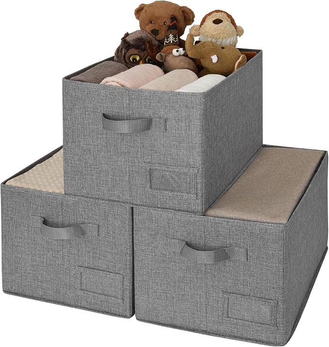 GRANNY SAYS Closet Organizers and Storage, Fabric Storage bins with Label Holder, Shelf Baskets for Organizing Bedroom, Decor
