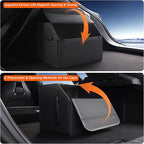 Trunk Organizer,car organizers and storage,black Leather Storage Box with lid,Fiberboard,Collapsible,15''L x 13''W x 12.4''H,2K