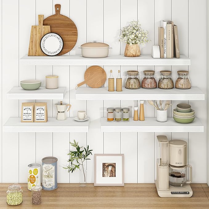 Fun Memories 48Inch Floating Shelves, 9.3Inch Deep Rustic Wall Shelves - Extra Deeper & Thicker Wall Mounted Storage Shelf fo