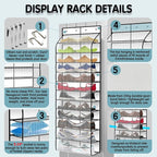 Kotkn Over The Door Shoe Organizer with 12 Large Breathable Pockets - Durable Hanging Storage for the Entire Family's Shoes (