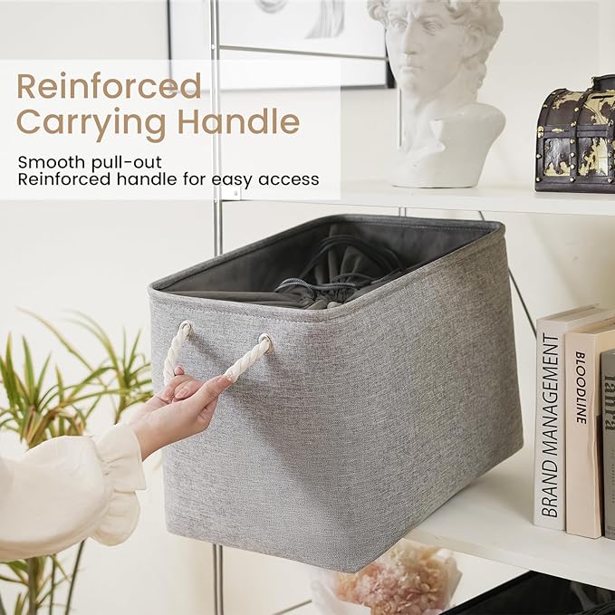 Large Storage Baskets- 16x12x12 inch Storage Bins for Shelves and Closet Organizing, Foldable Fabric Bin for Home Organizatio