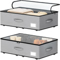 Under Bed Storage with Wheels, No Assemble Required 7.5 inches height Under Bed Storage bins,Large capacity Rolling Underbed 
