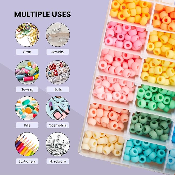 Juvale Jewelry Organizer Box - 3-Pack, 1.7 x 10.75 x 7 In, Clear Plastic - Bead Storage Containers with 36 Compartments & Div