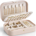 VLANDO Travel Jewelry Case, PU Leather Travel Jewelry Box with Earring Holder, Portable Display Small Jewelry Box for Mothers