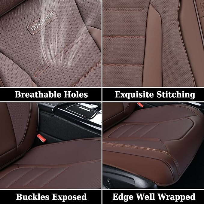 Coverado Car Seat Covers Front, Seat Covers for Cars, Waterproof 2-Pack Car Seat Cushions, Leather Carseat Seat Protectors, U