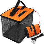 Dovesun Floating Fishing Basket, Collapsible Fish Basket Portable Fishing Net Quick-Drying Rubber Coated Fishing Bait Storage
