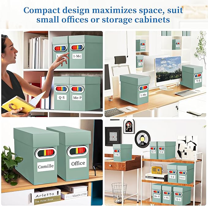 File Organizer Box with Lid & Handle, Heavy Duty Hanging File Folder Storage Boxes for Letter Size, Portable Filing Organizer