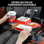 Car Tray & Car Desk for Laptop, 360° Rotating Wood Cup Holder Table,Aluminum Cantilever Laptop Mount for Vehicle,Steering Wheel Tray,Fits for Tesla Model Y/3/S,Camry Forester F150 Tundra&Most Vehicles