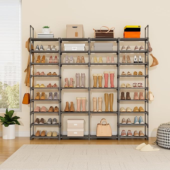 ROJASOP Large Shoe Rack Organizer for Entryway Closet 64-68 Pairs 9-Tier Heavy Duty Tall Garage Shoe Rack Shoe Shelf Shoes St