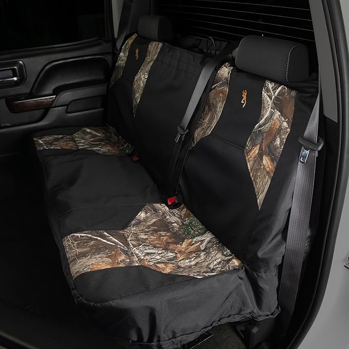 Browning Universal Bench Seat Covers, Water and Dirt Resistant Car, Truck, and SUV Bench Seat Covers, Excursion (Realtree Edg