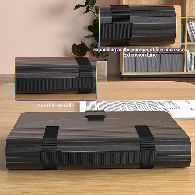 TOPCJ File Organizers with Handle,25 Pockets Accordion File Organizer,Portable Expanding File Folder for Receipt,Bill, A4/Let