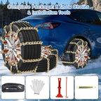 Qoosea Snow Chains 8Pcs Tire Chains Snow Chains for Car SUV Tire Chains with Tightening Buckles Universal Anti-Slip Snow Tire