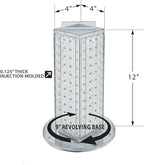Azar Displays 700220-CLR-2C16 Four-Sided 4”W x 12” Revolving Pegboard Tower Kit Counter Display with 16-Pack of 2 inch Lockin