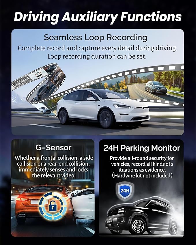4K Rear View Mirror Camera with Carplay&Android Auto,12" Mirror Dash Cam Front and Rear with Voice Control for Cars&Trucks,Sm