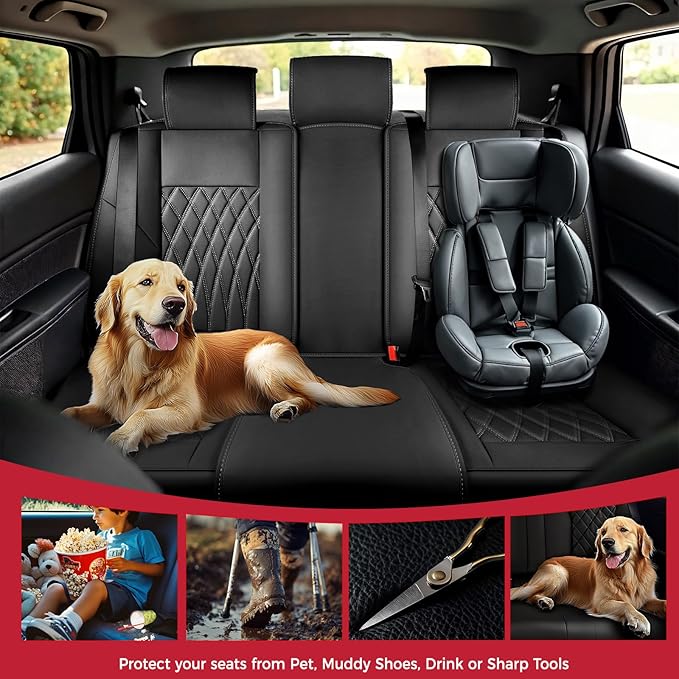 FREESOO Black Car Seat Covers Full Set - Faux Nappa Leather Seat Covers for Cars, Ultra Breathable Waterproof Front Seats Pro