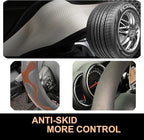 PINCTROT D Shaped Comfy Grip Steering Wheel Cover, Anti-Slip Design, Flat Bottom 14.5-15 Inch(Silicone Brown)