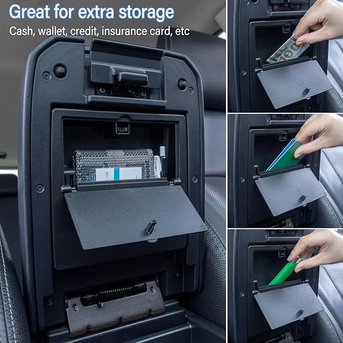 JKCOVER Center Console Hidden Box Organizer Compatible with 2016-2021 2022 2023 Toyota Tacoma Accessories Armrest Hidden Storage Box Secret Compartment Press to Open and Close (Patent Design)