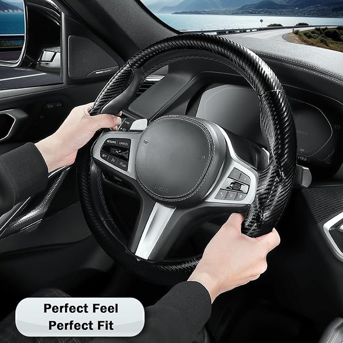 Steering Wheel Cover for BMW 3 4 Series(2021-2024) 5 Series(2020-2023) X5(2019-2020) X7(2020-2025) 328i 320i 330i 325i 528i 535i 530i M3 2 4 7 8 Series X3M X4 X6 XM M2 M4 M5 M8 Z4 i4, Matte Black