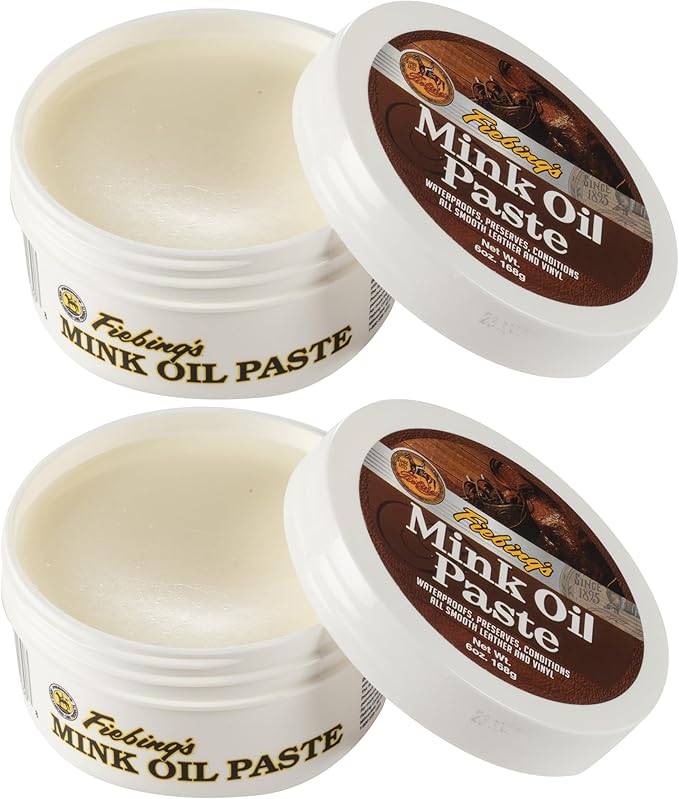 Fiebing's Mink Oil for Leather Boots (2 Pack, 6 oz Each) - Leather Cleaner & Conditioner - Waterproof, Preserve, Soften All S