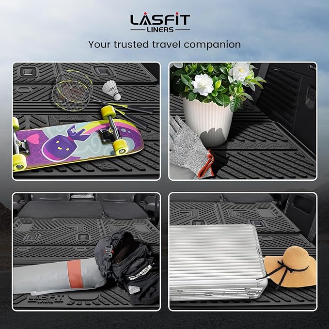 LASFIT Trunk Mat with Backrest Mat 2015-2020 for Chevrolet Chevy Tahoe/GMC Yukon (Only Yukon, Not Fit Yukon XL)/Cadillac Escalade (Only Escalade, Not Fit Escalade ESV), All Weather TPE Custom Fit