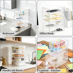 Prsildan Acrylic Drawer Makeup Organizer with 5 Drawers, Hair Accessories Organizer, Office Desk Organization, Clear Stackabl