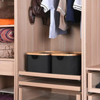 efluky Storage Baskets for Organizing, Fabric Storage Bins with Bamboo Handles, Collapsible Storage Baskets for Shelves and C