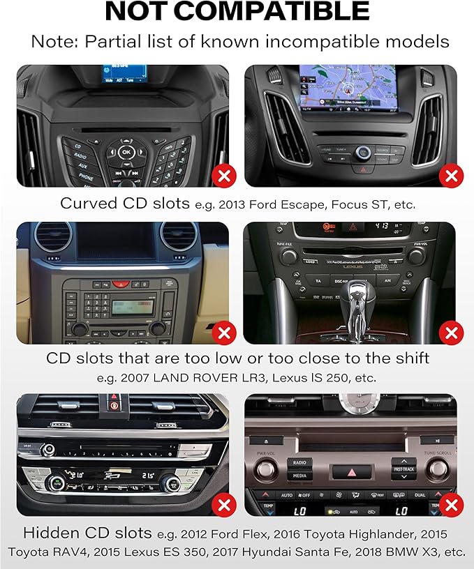 1Zero CD Slot Mount for CarPlay Screen, 360° Rotation Tool-Free Installation CarPlay CD Mount Compatible with 7-11 Inch Portable Car Play Screens & GPS Navigation