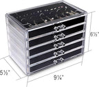 Frebeauty Extra Large Acrylic Jewelry Box for Women 5 Layers Clear Jewelry Organizer Velvet Earring Box with 5 Drawers Rings 