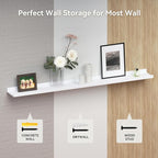 RICHER HOUSE 3 Set White Floating Shelves, 16 inches Wall Mounted White Shelves for Wall Decor, Picture Ledge Shelf with Lip 