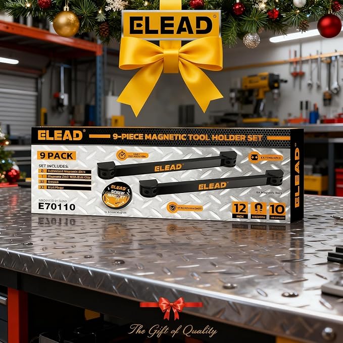 ELEAD 9-Piece 12" Magnetic Tool Holder Storage Organizer - Wall Mount Rack Garage Organization Power Magnet Hanger Workbench 