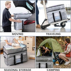 TAILI 2 Tier Extra Large Moving Bags, 2 Pack Silver Heavy Duty Totes for Storage with Visible Window, Wrap Around Handles, St