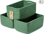 MiniArk Small Storage Baskets for Organizing | Closet Organizer Bins | Shelf Toy Basket | Woven Rope Baskets | Cube Decorativ