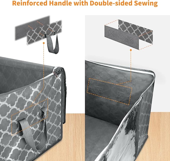 90 L Large Storage Bag Clothes Storage Organizer with Durable Handles for Closet Storage, Comforter, Blanket, Clothing, Beddi