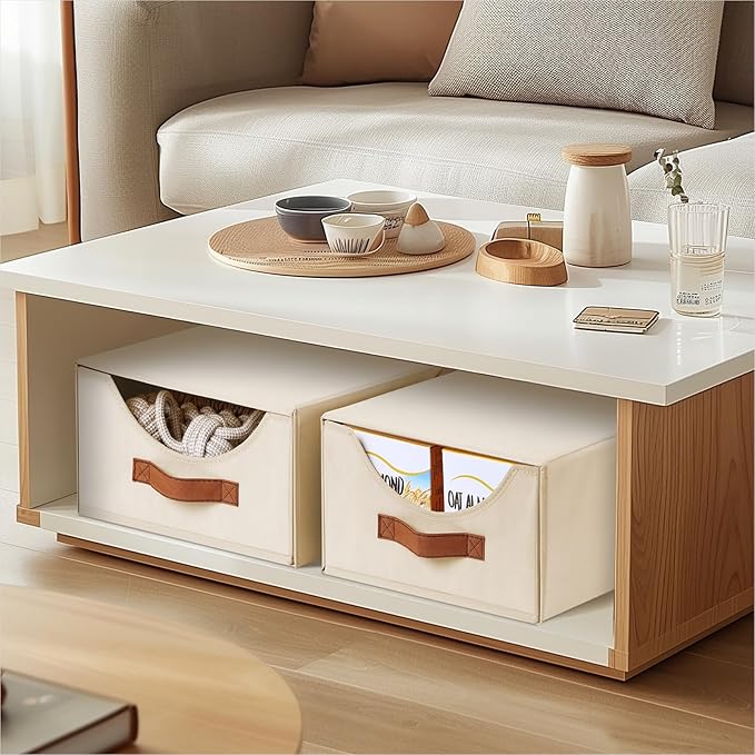 Homsorout Stackable Storage Drawers - Collapsible Storage Bins with Drawers, 6 Pack Closet Shelf Organizer Basket, Fabric Pul