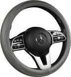 Leather Steering Wheel Cover (Gray, 15 inch) for Men Women