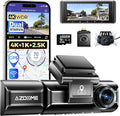 AZDOME M550 Max 4K 3 Channel Dash Cam, Dual STARVIS Sensors, 4K+2.5K+1080P Front and Rear Inside Triple Car Camera, Built-in 