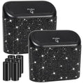 Accmor 2 Pack Bling Car Trash Can with Lid, Small Garbage Can, Auto Garbage Storage Bin with 90pcs Garbage Bags, Sparkling Crystal Trash Bags Holder for Car, Home, Office Storage (Black Rhinestone)