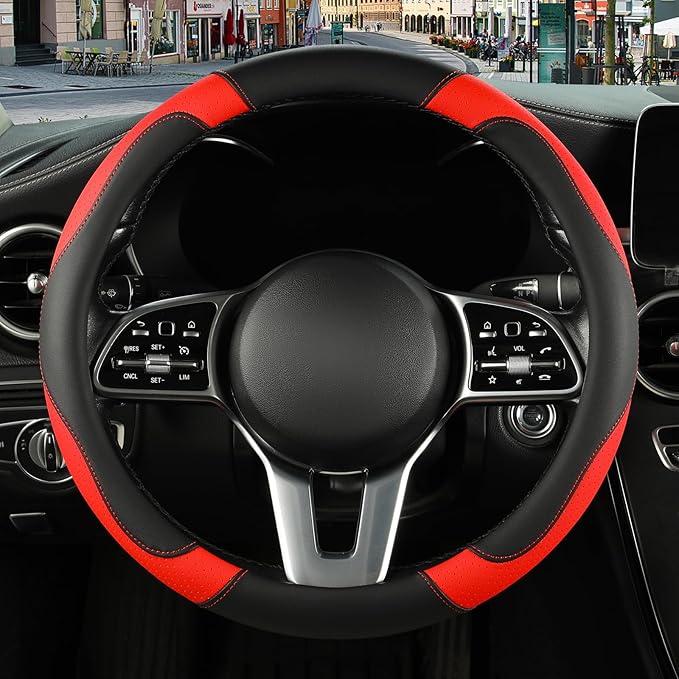 Microfiber Leather Steering Wheel Cover Large Size for Ford F150 F250 F350 RAM 4Runner Tacoma Tundra Armada Model S Model X, 