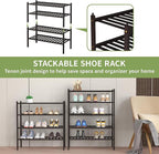 ROMGUAR CRAFT 4 Tier Bamboo Shoe Rack for Closet Free Standing Wood Shoe Shelf for Entryway Small Space Stackable 27"x11"x26"