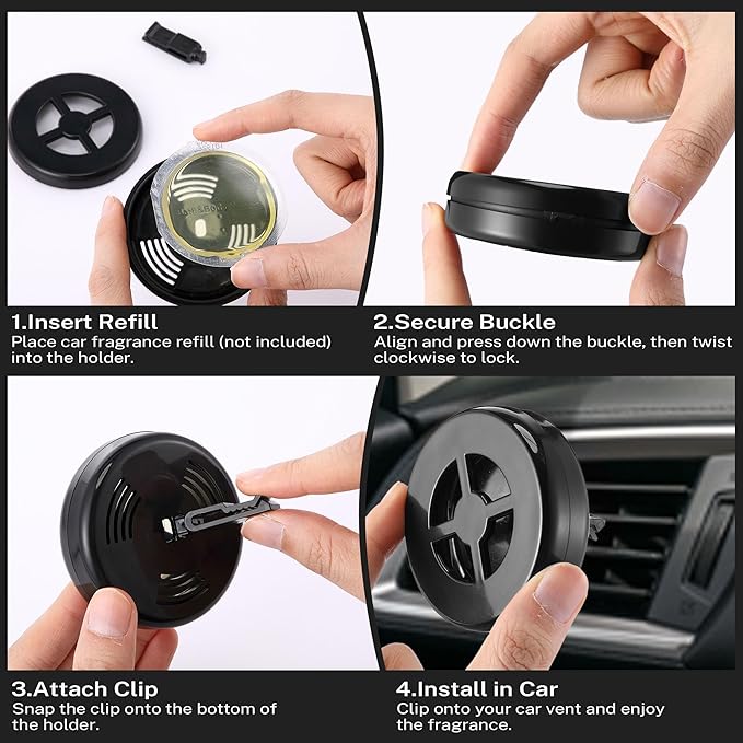 Car Fragrance Holder Compatible with Bath & Body Works Refills (Not Included), Air Freshener Vent Clip or Visor Clip, Refilla