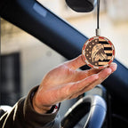 Handmade Wood Car Air Freshener — American Flag Design - Unscented Hanging Diffuser — Refillable Essential Oil Diffuser for C