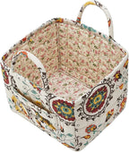 Boho Fabric Storage Basket, Large Capacity Laundry Basket, 12.2'' x 10.23'' x 10.23'' Collapsible Laundry Hamper with Easy Ca