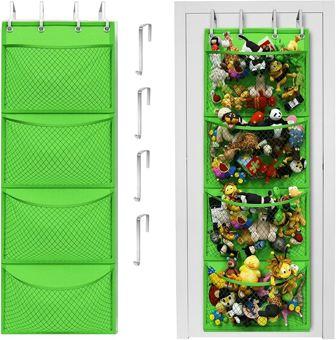 Honeyera Storage for Stuffed Animal - Over Door Organizer for Stuffies, Baby Accessories, and Toy Plush/Easy Installation wit
