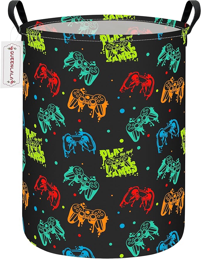 QUEENLALA Large Storage Basket,Laundry Hamper/Bathroom/Home Decor/Collapsible Round Storage Bin,Boys and Girls Hamper/Boxes/C