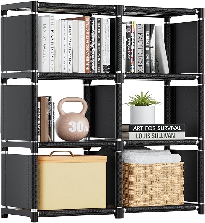 Mavivegue Book Shelf, 6 Cube Storage Organizer, DIY Bookcase, Metal Cube Bookshelf,Tall Book case for Bedroom, Living Room,Of