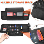 Sun Visor Organizer Compatible with Wrangler JL & JT 2018-2025, Driver's Side Front Tactical Visor Storage Molle Webbing Visor Storage, car Sunglasses Clip, Multi-Pocket