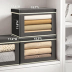 Homsorout Stackable Storage Bins with Lids - Large Storage Box with Lids, Foldable Closet Boxes for Organizing, Wardrobe Clot